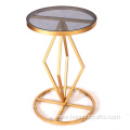 iron golden tempered table glass small round table